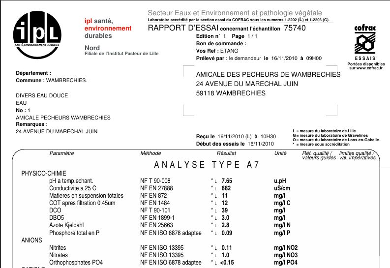 Rapport d'essai ILP, 2010