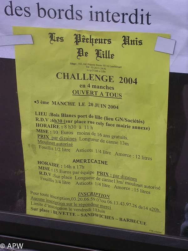 Affiche Challenge 2004 les Pêcheurs Unis de Lille, 2004