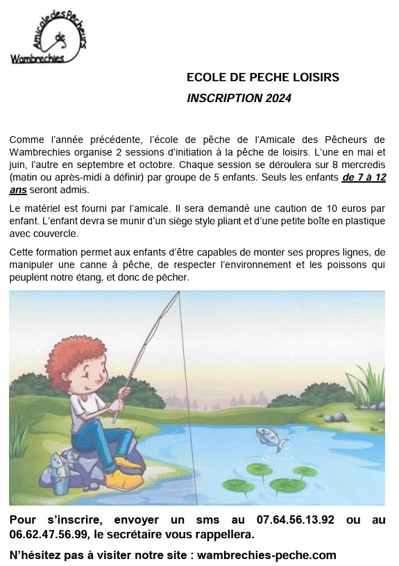 Affiche 2024 - Ecole de pêche de Wambrechies